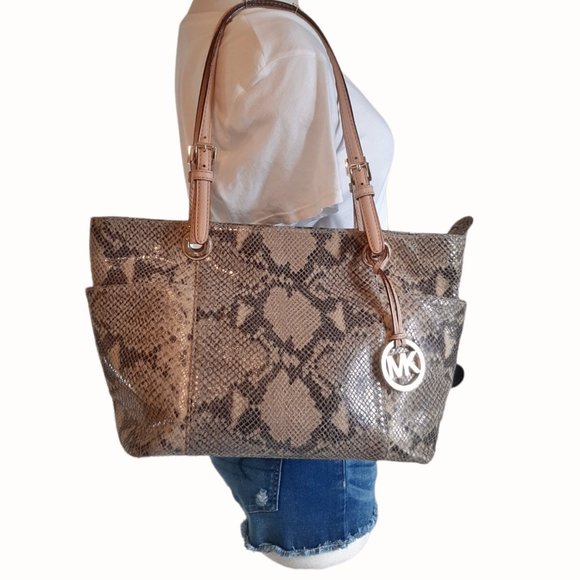 MICHAEL Michael Kors Handbags - Michael Kors Jet Set Snake Print Python Leather Tote Bag